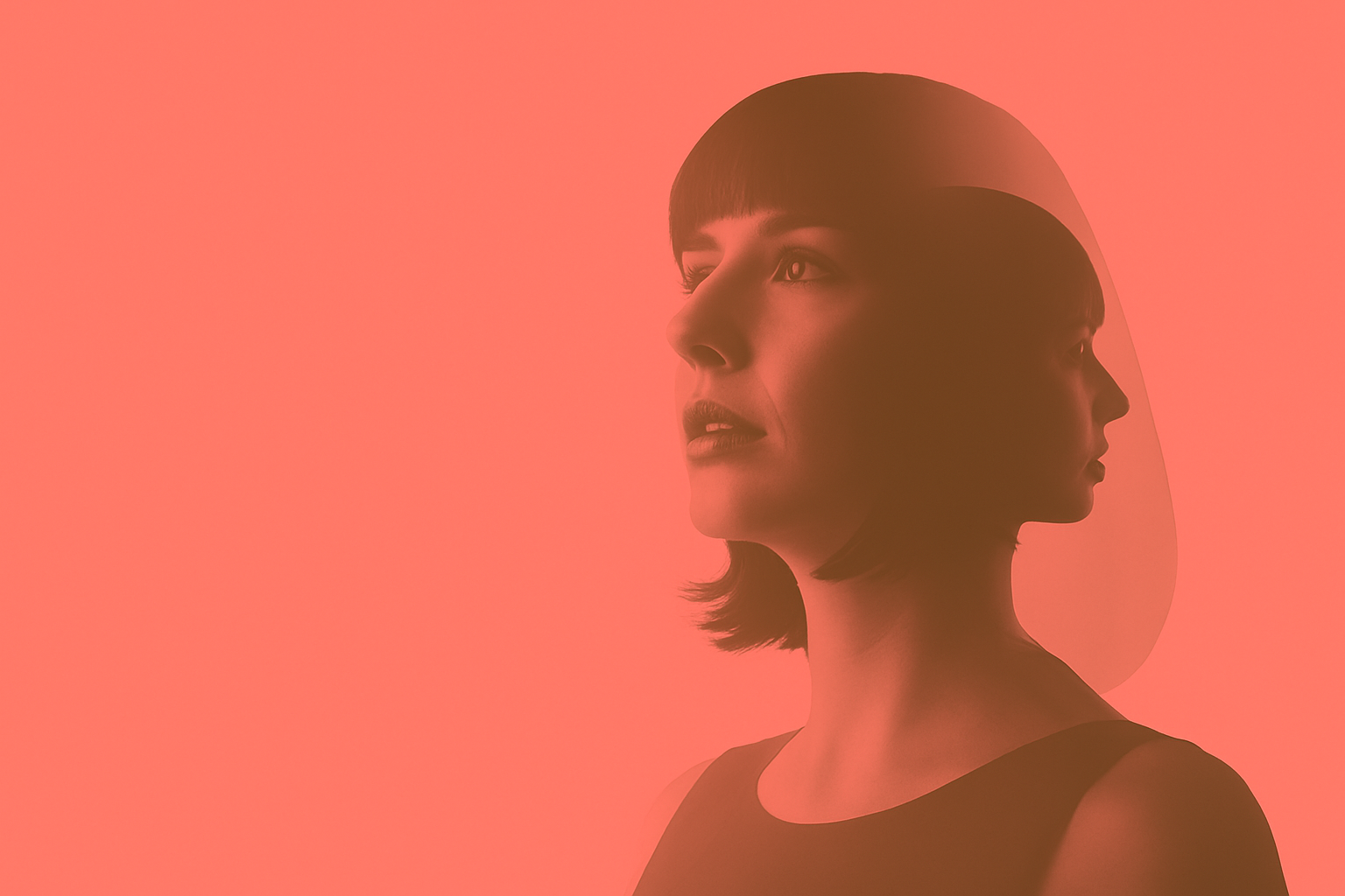 Double exposure woman